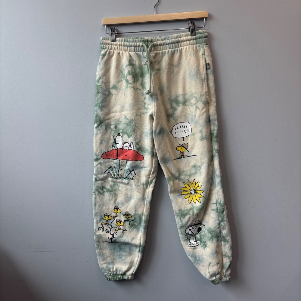 Peanuts Parks Project Snoopy Tie Dye Joggers Green Small Sweatpants